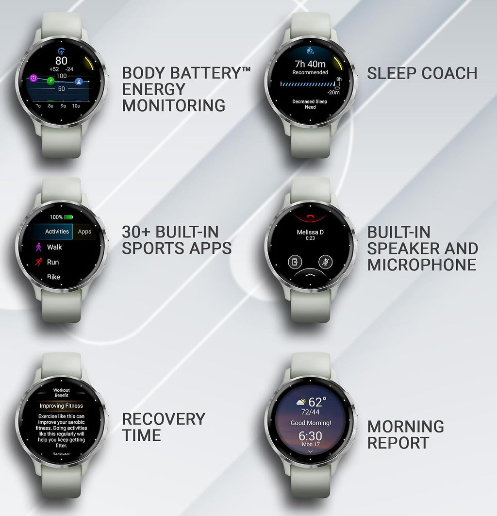 Garmin Venu 3S GPS Smartwatch, AMOLED Display 41 mm Watch, Advanced Health and Fitness Features, Up to 10 Days of Battery, Wheelchair Mode, Sleep Coach, Sage Gray Black Earbuds Bundle