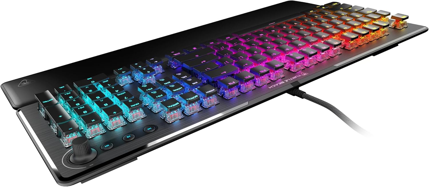 Turtle Beach Vulcan II Max – Optical-Mechanical PC Gaming Keyboard, Customizable RGB Illuminated Keys and Palm Rest, Smart Keys, Titan II Smooth Linear Switches, 200M Keystroke Durability – Black