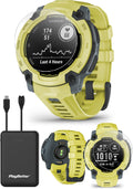 PlayBetter Garmin Instinct E 45mm (Electric Lime) Rugged Outdoor GPS Smartwatch Bundle - 24/7 Health Monitoring, Wrist-Based Heart Rate, Long Battery Life Portable Charger & HD Screen Protectors