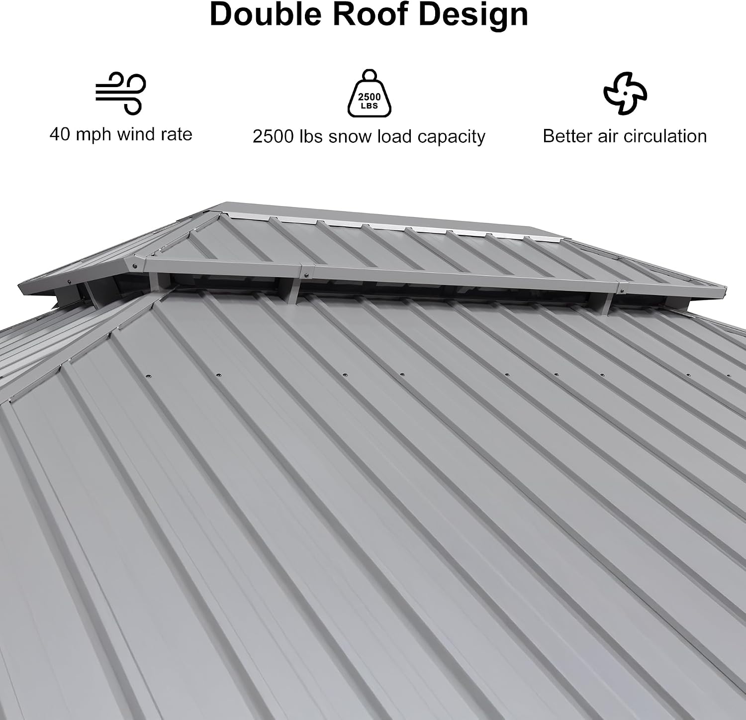 PURPLE LEAF 11' x 15' Permanent Hardtop Gazebo with Galvanized Steel Double Roof and Aluminum Frames Outdoor Large Pavilion Gazebo for Patio Deck Garden, Netting and Curtains Included, Light Grey