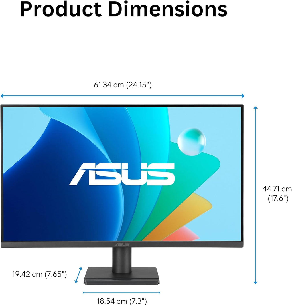 ASUS 27' Computer Monitor (VA279QG) - Full HD, IPS, 120Hz, 1ms MPRT, Adaptive-Sync, Eye Care, Low Blue Light, Flicker Free, HDMI, DisplayPort, VGA, Speakers, VESA Mountable, 99% sRGB, 3yr Warranty