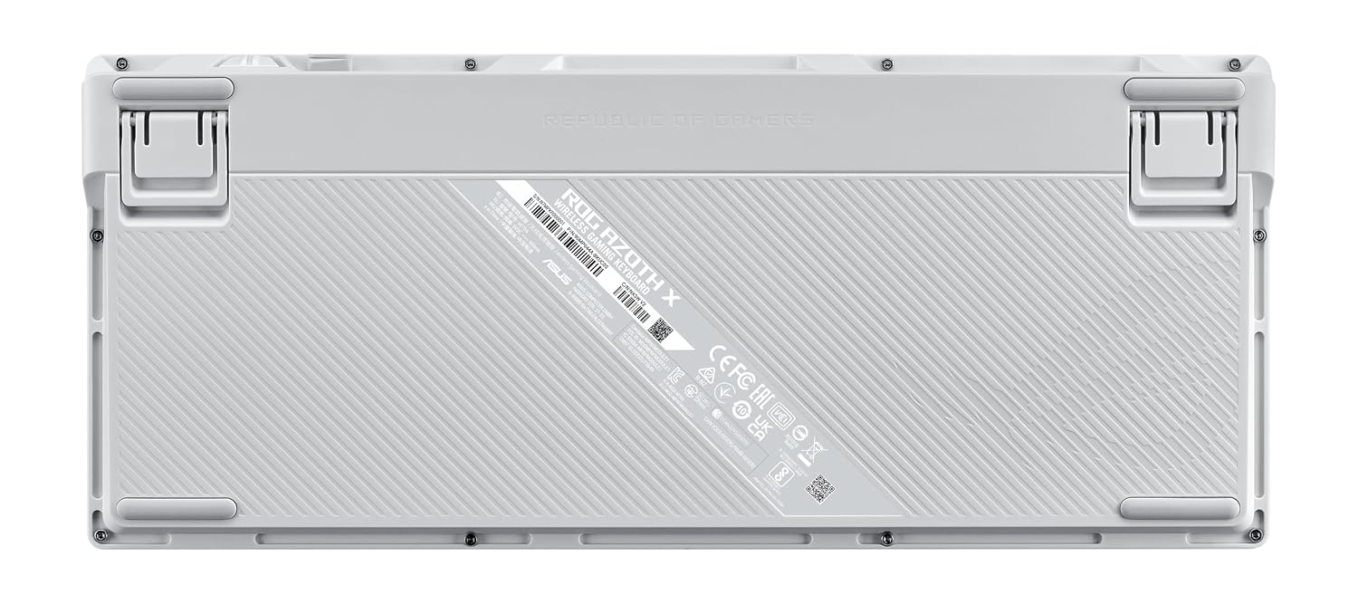ROG Azoth X 75% custom gaming keyboard, hot-swappable Storm V2 Switches, gasket mount, dampening foam, FR4 plate, south-facing PCB, tri-mode connection, OLED display, control knob, wrist rest, Mac