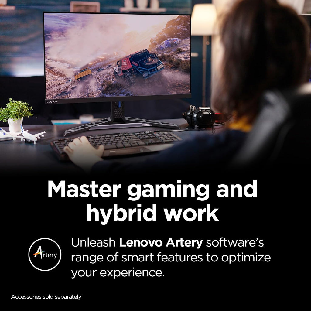 Lenovo Legion Y27h-30 Monitor - Gaming Monitor - 27' QHD Display - Overclocked 180z Refresh Rate - Lenovo Artery Software - AMD FreeSync™ Premium - 0.5ms MPRT - Raven Black NearEdgeless Design
