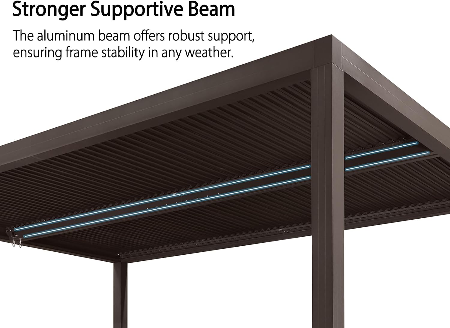 PURPLE LEAF Outdoor 10' × 14' Louvered Pergola with Long Side Beam Screens and Patio Adjustable Aluminum Canopy Retractable Metal Roof for Deck Outside Backyard Hardtop Gazebo Sun Shade Bronze