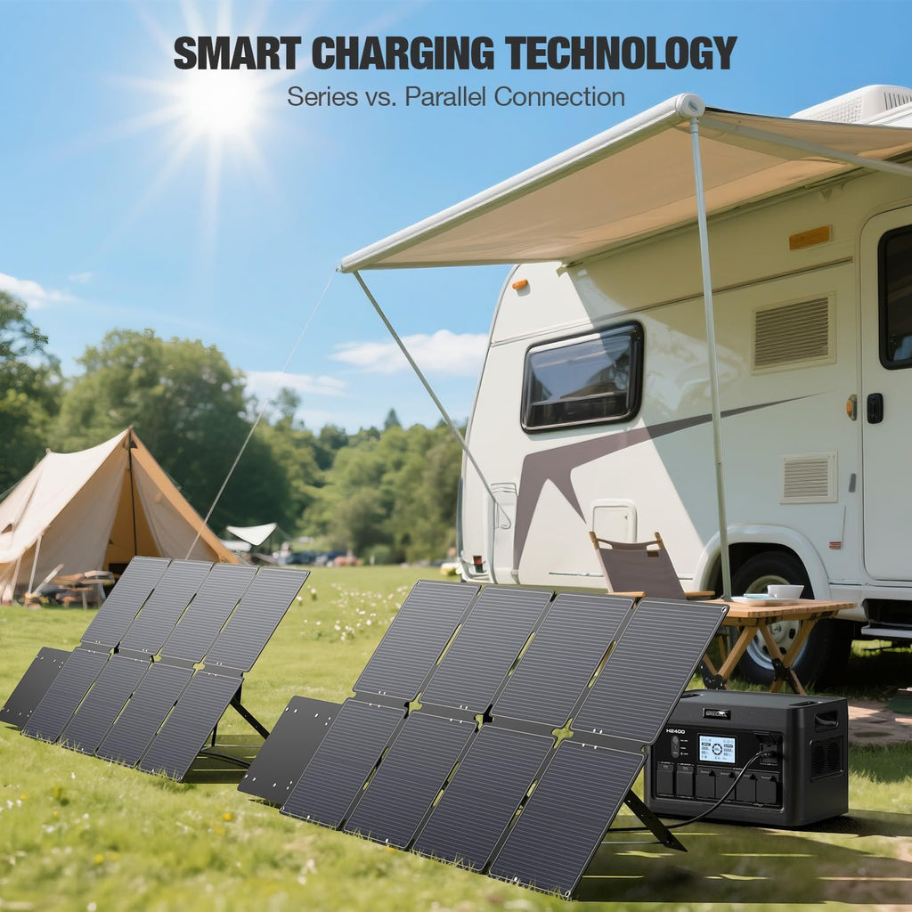 GRECELL 240W Portable Solar Panel for Power Station, Ultra Light Foldable Solar Panel Kit, 25% High Efficiency, IP65 Waterproof, Solar Charger for Outdoor Camping RV Boat Home Backup Power, Off-Grid