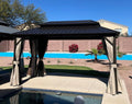 PURPLE LEAF 8' X 14' Outdoor Hardtop Gazebo Metal Frame Galvanized Steel Double Roof with Curtains and Nettings for Patio Desk Backyard Bronze