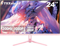 FYHXele 24 inch 200Hz Gaming Monitor, FHD 1080P Fast IPS PC Gaming Monitor, 1ms, freesync, 99% sRGB, USB/DisplayPort/HDMI/Eye Care/VESA Mountable-Pink