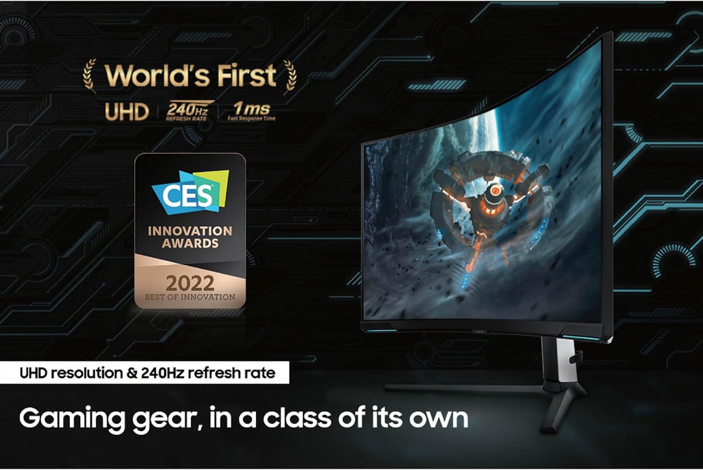 Samsung 32' Odyssey Neo G8 (G85NB) 4K UHD 240Hz 1ms G-Sync 1000R Curved Gaming Monitor, Quantum HDR2000, AMD FreeSync Premium Pro, Matte Display, DisplayPort, Black & White, LS32BG852NNXGO