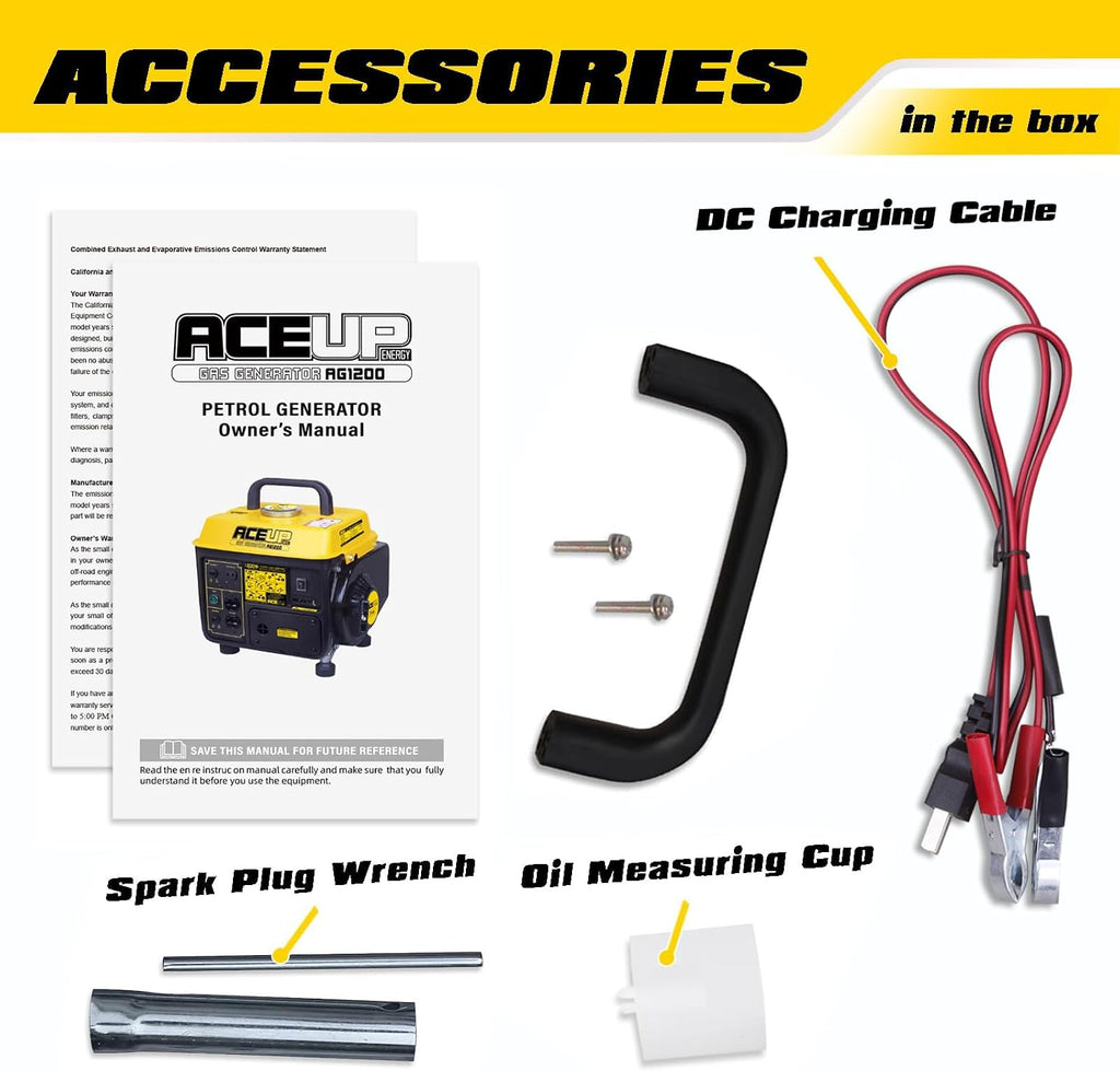 Aceup Energy 1,200W Gas Powered Generator, Small Portable Generator for Home Use Ultralight, EPA & CARB Compliant