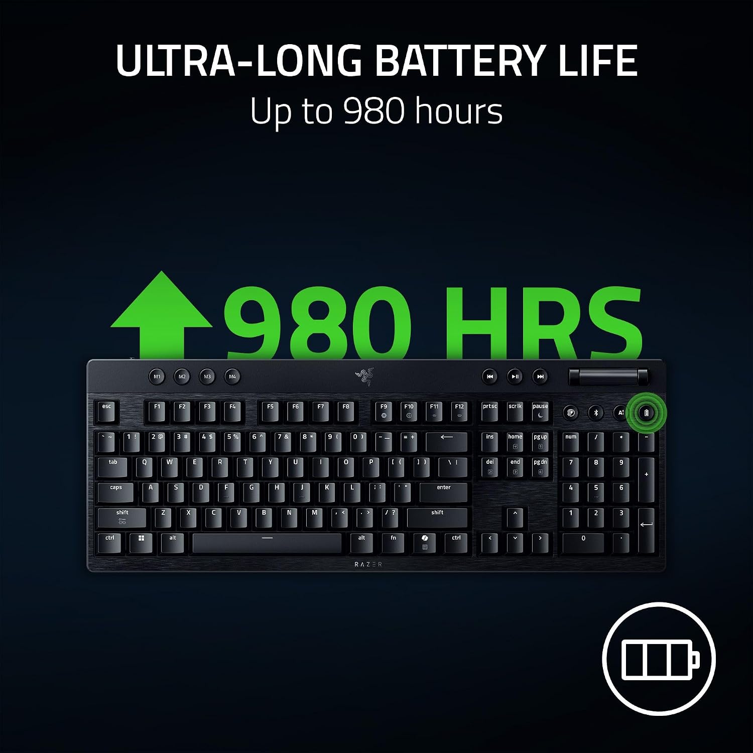 Razer BlackWidow V4 Low Profile HyperSpeed Wireless Gaming Keyboard: Yellow Mechanical Switches - 2.4GHz Wireless & Bluetooth - Multi-Function Roller - 11 Control Buttons - Long Battery Life
