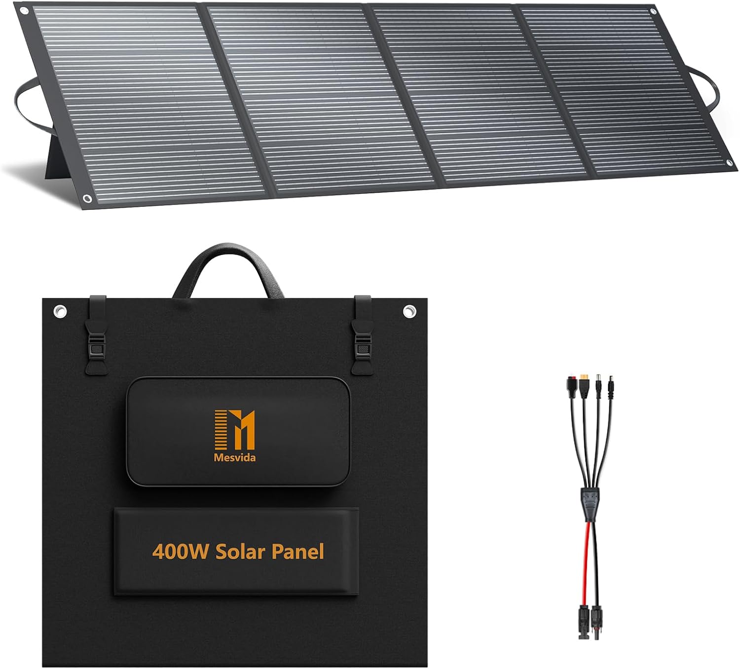 400 Watt Portable Solar Panel IP68 Waterproof ETFE 41V MC4 Output Solar Panels Foldable for Power Stations Solar Generator Camping Off-Grid RV Emergency Backup Hurricane