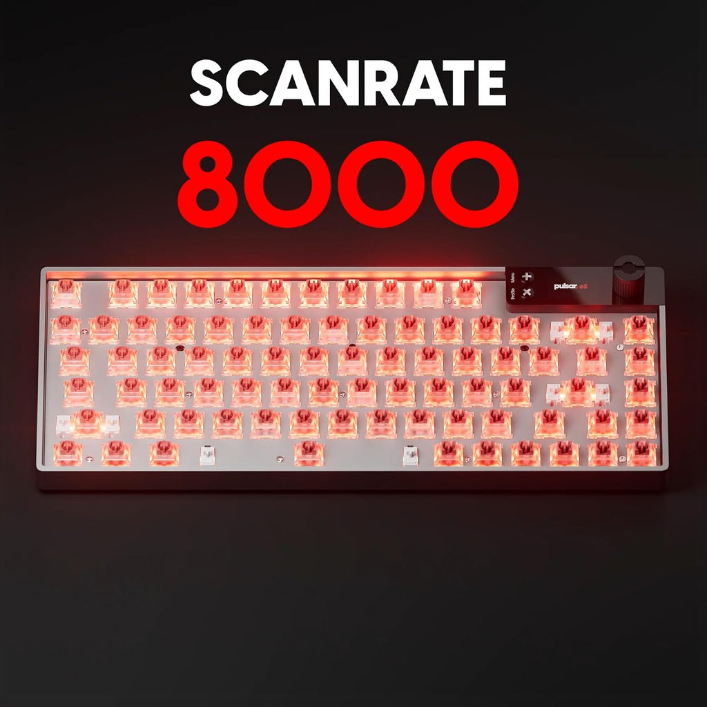 Pulsar Gaming Gears eS HE 70 Mechanical Gaming Keyboard, 8K Scan Rate & 8K Polling for Ultra-Low Latency, Hot Swappable, PBT Double-Shot Keycaps, RGB Backlit, Volume Knob, 70%, 79keys (Black)