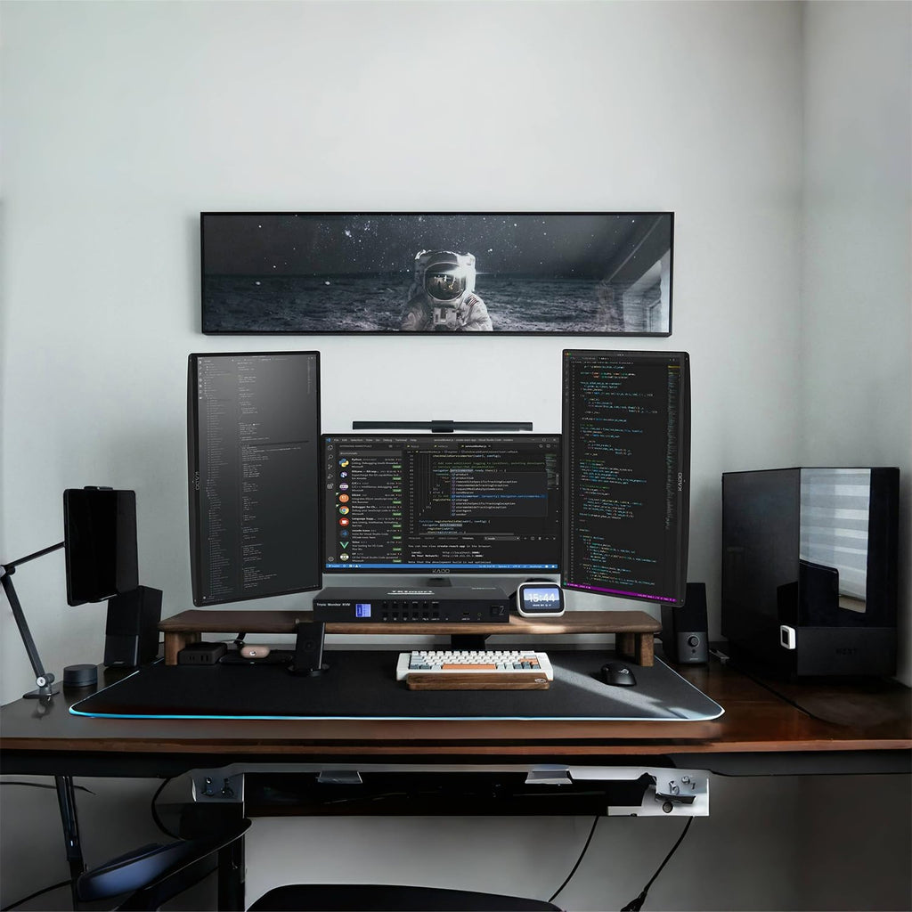 Kado Triple Monitor Setup - 3-Pack 22' 1920x1080 Computer Monitor 75Hz VESA Mount HDMI Office Gaming Hybrid Sim Racing Built-in Speakers (E22X Trio Series)
