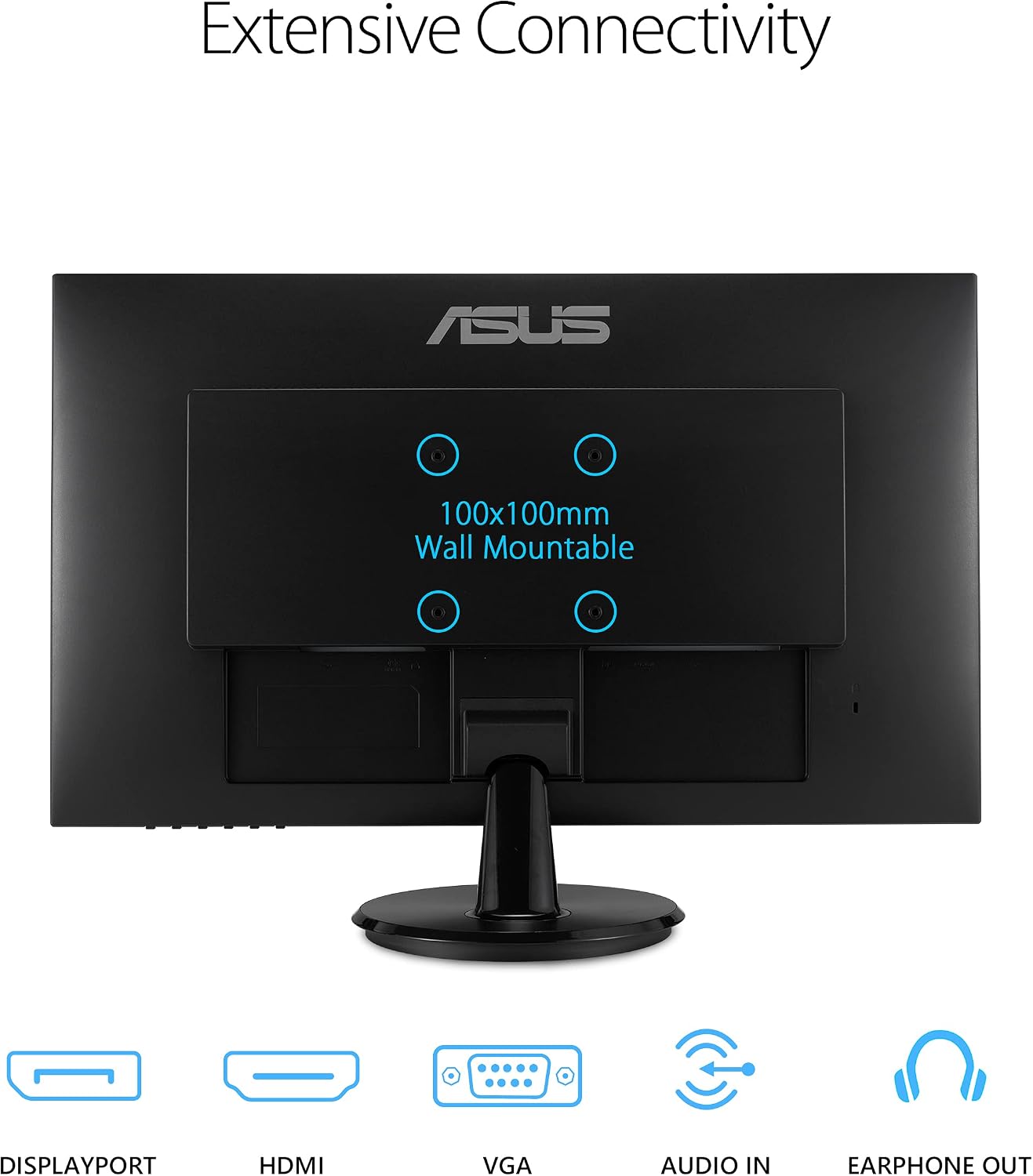 ASUS 27' 1080P Monitor (VA27DQ) - Full HD, IPS, 75Hz, Speakers, Adaptive-sync/FreeSync™, Low Blue Light, Flicker Free, VESA Mountable, Frameless, HDMI, VGA, DisplayPort, Tilt Adjustable, Black