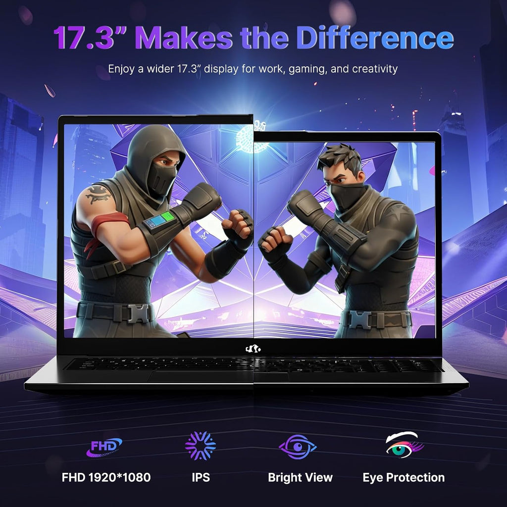 NIMO 17.3 Gaming-Laptop Ryzen 9 8945HS (Beat i9-13900H, Up to 5.2GHz) 16GB RAM, 512GB SSD, Radeon 780M, PD 100W Type-C AI-Enhanced for Copilot VR Ready, Backlit Keyboard, Fingerprint