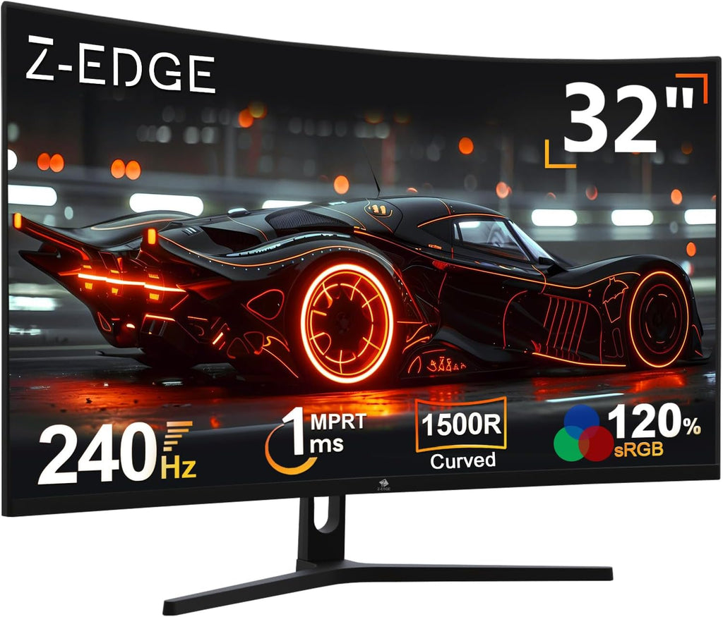 Z-Edge 32 inch Curved PC Gaming Monitor, FHD 1080P 240Hz Curved Monitor,1500R Computer Monitor, MPRT 1ms Monitor, FreeSync, Low Blue Light, UG32P 1X DP and 2X HDMI