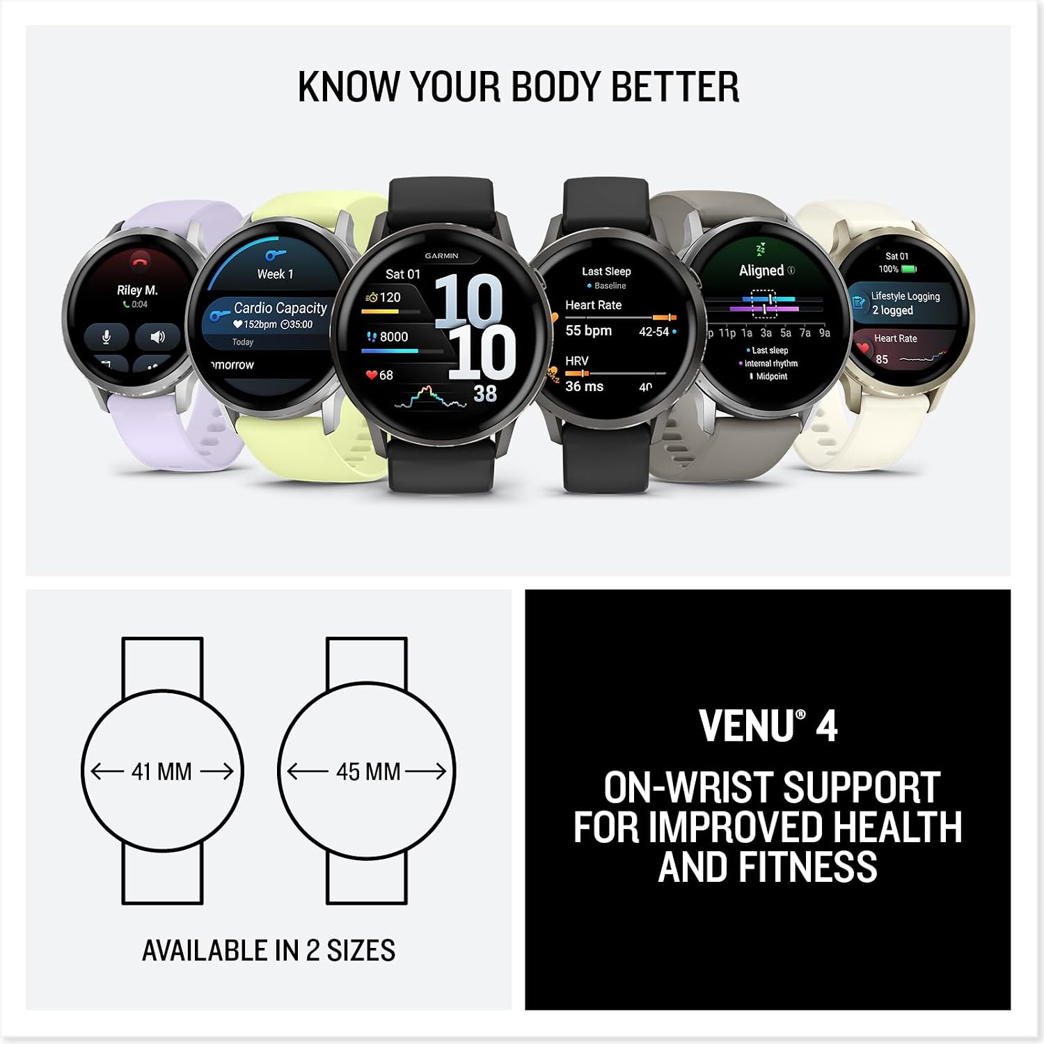 Garmin Venu 4, 45mm, Advanced Fitness Tracker GPS Smartwatch, 1.4' AMOLED Display, Built-in Flashlight, 12 Days of Battery Life, Slate with Black Silicone Band (Watch Bundle)