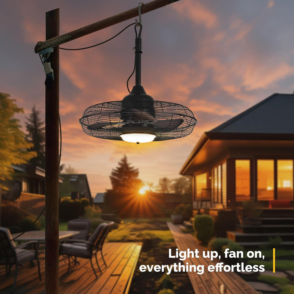 Orison 21'' Outdoor Ceiling Fan with Light, Waterproof Plug-in Gazebo Fan, Wet Rated Hanging Fan for Patio with Remote and App Control