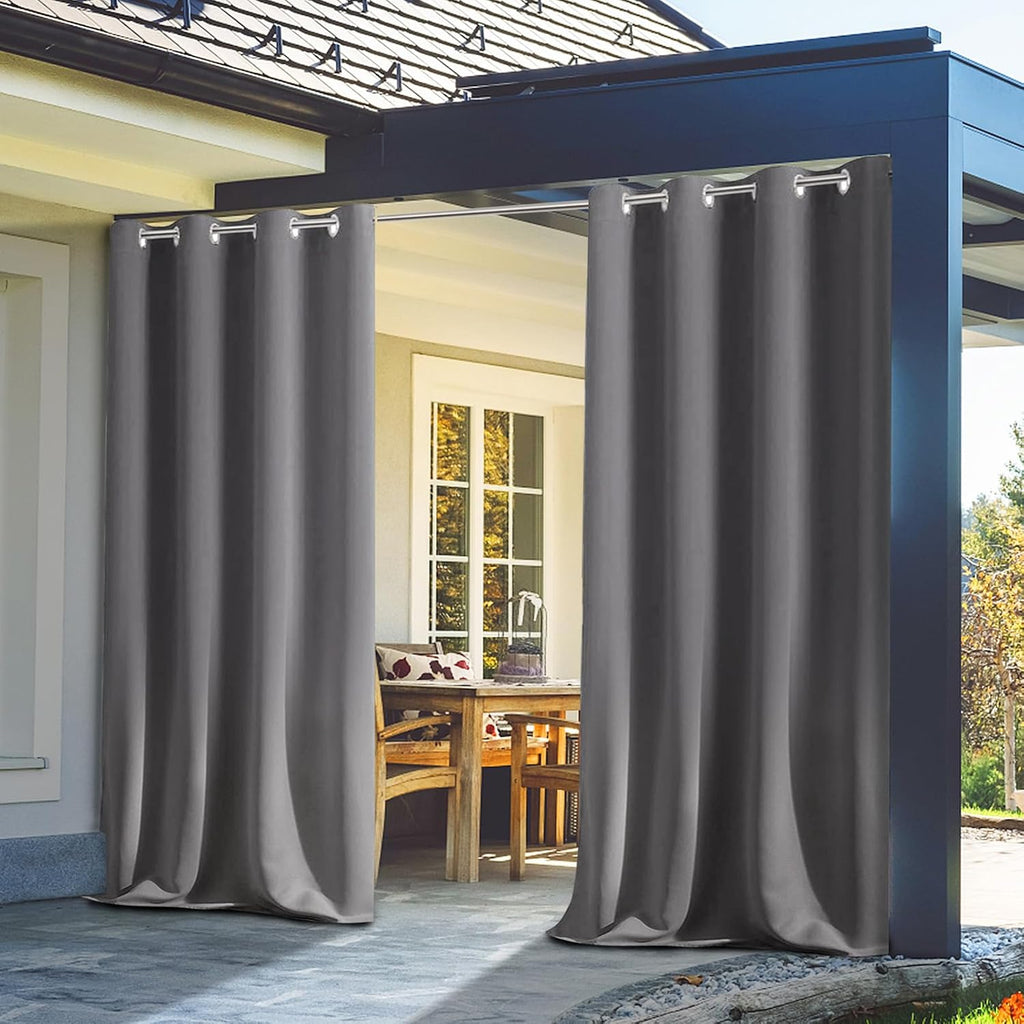 Outdoor Curtains for Patio 119x131in, Gazebo Curtains Outdoor Waterproof, Blackout Waterproof Outside Curtains for Porch Pavilion Gazebo Weatherproof Wind Resistant