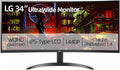 LG 34' Curved UltraWide QHD (3440x1440) IPS Monitor, HDR 10, 99% sRGB, Dynamic Action Sync, OnScreen Control, Dual Controller, Height tilt & Pivot - for Home Office, Gaming and Content Creation, Black