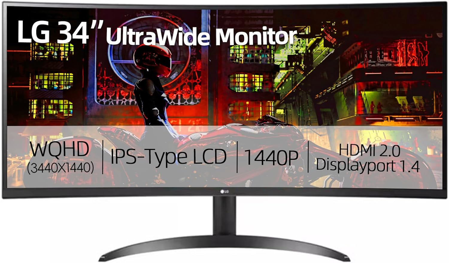LG 34' Curved UltraWide QHD (3440x1440) IPS Monitor, HDR 10, 99% sRGB, Dynamic Action Sync, OnScreen Control, Dual Controller, Height tilt & Pivot - for Home Office, Gaming and Content Creation, Black