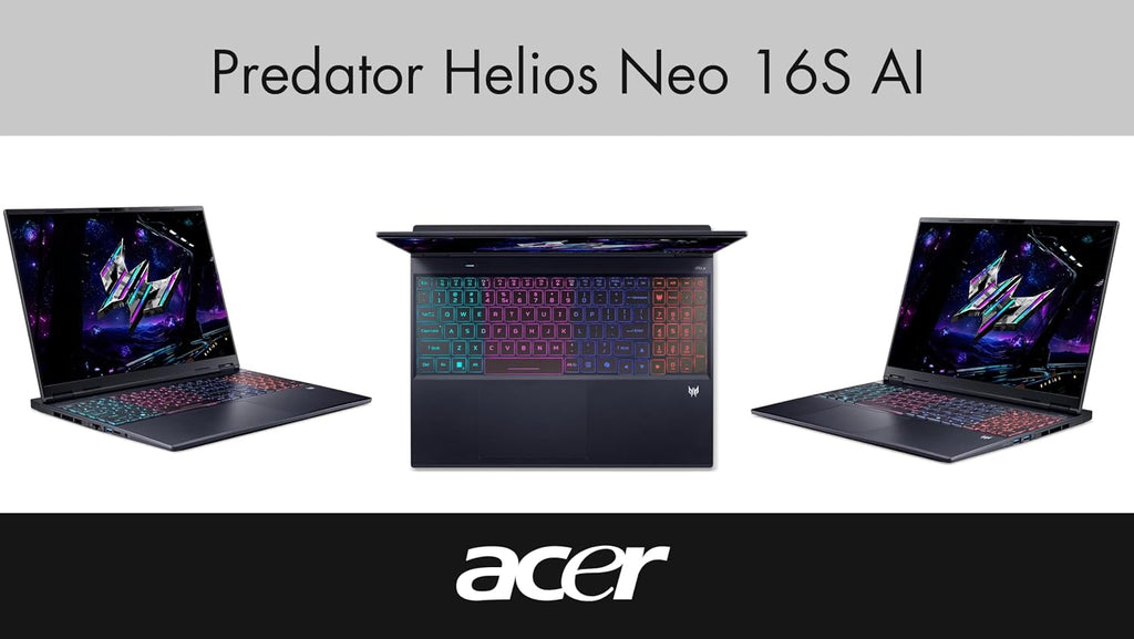acer Predator Helios Neo 16S AI Gaming Laptop 16.0' 240Hz OLED WQXGA (Intel Ultra 9-275HX, GeForce RTX 5060 8GB, 32GB DDR5, 2TB PCIe SSD, Copilot, Thunderbolt 4, Win 11 Pro) w/DKZ USB Port Expander