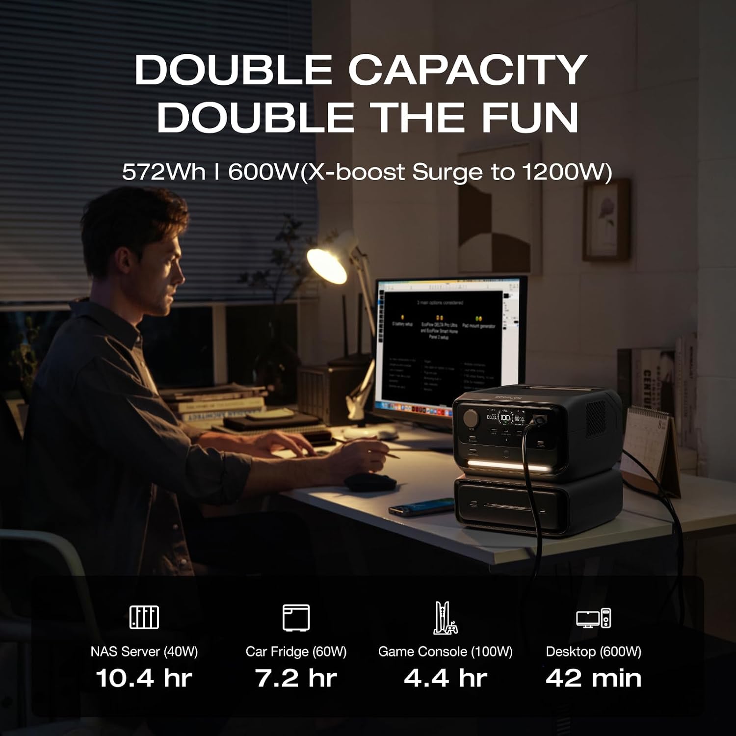 EF ECOFLOW Portable Power Station River 3 Plus with EB300 Extra Battery, Expand Capacity from 286Wh to 572Wh, 3 Up to 1200W AC Outlets, <10 MS UPS, <30 dB Quiet, River 3 Max LiFePO4 Battery