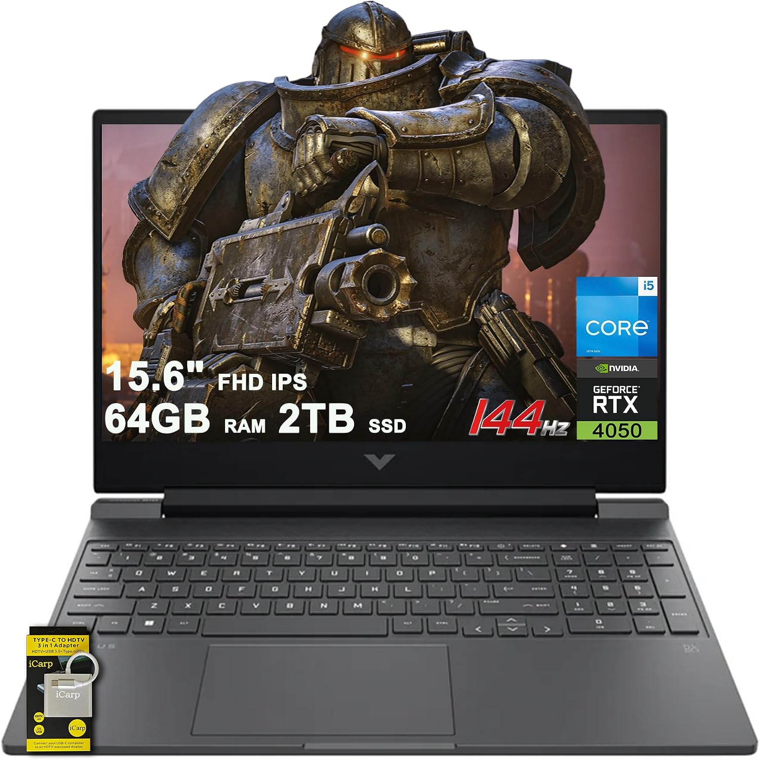 HP Victus Gaming Laptop 15.6' FHD IPS 144Hz Intel 8-core i5-13420H (>i7-12650H) 64GB DDR4 2TB SSD GeForce RTX 4050 Backlit Type-C B&O Fast Charge Win11 ICP Accessory