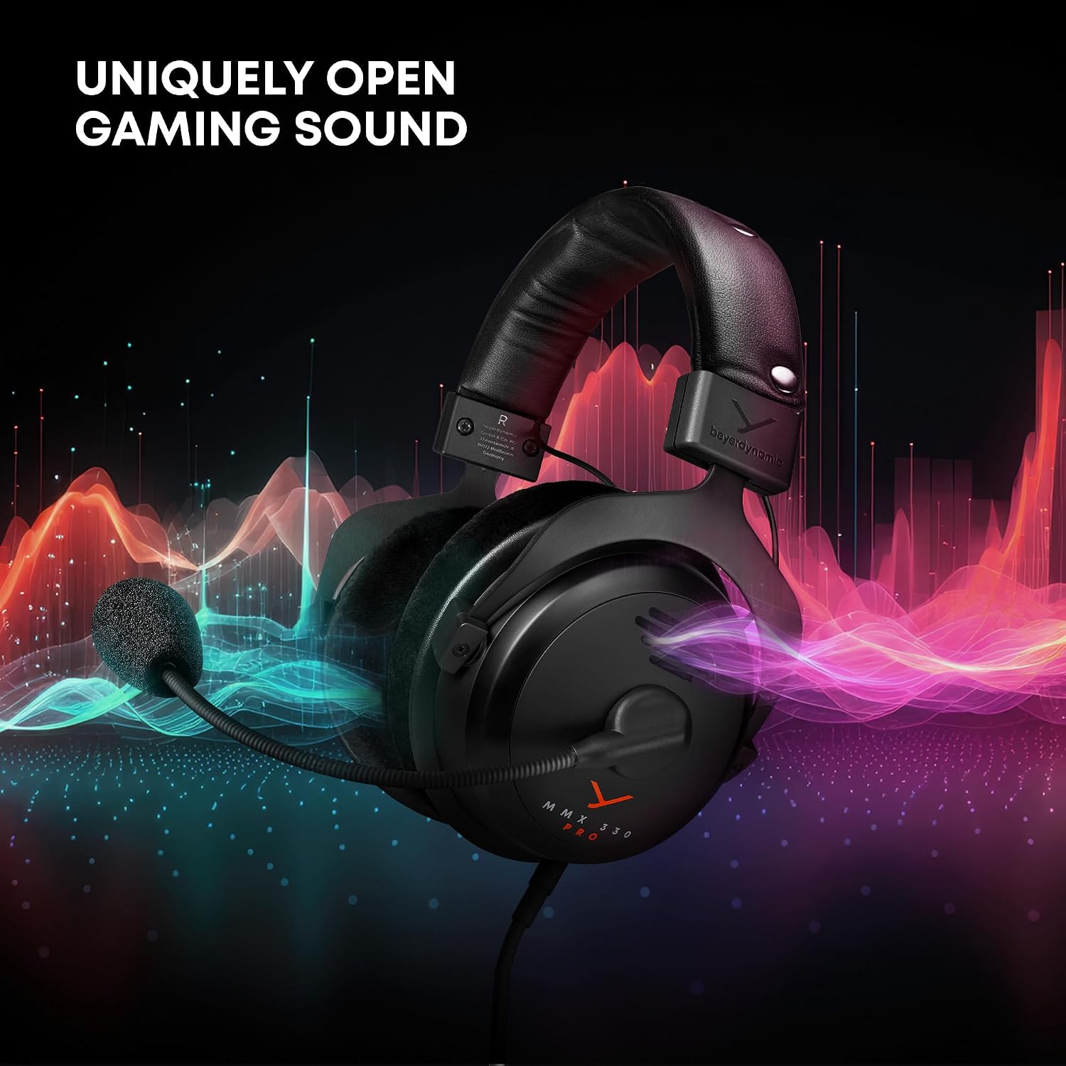 beyerdynamic MMX 330 Pro Open-Back Gaming Headset with Stellar.45 Driver and Condenser Microphone, Wired Gaming Headphone Suitable for PC, Gaming Console, PS, Switch. Handmade in Germany, Black