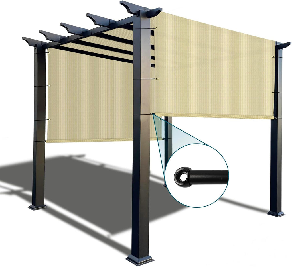 COARBOR 6'x16' Outdoor Pergola Universal Replacement Shade Cover Canopy with Grommets Weight Rods Shade Screen Panel for Patio Deck Backyard Gazebo Pergola Porch Beige