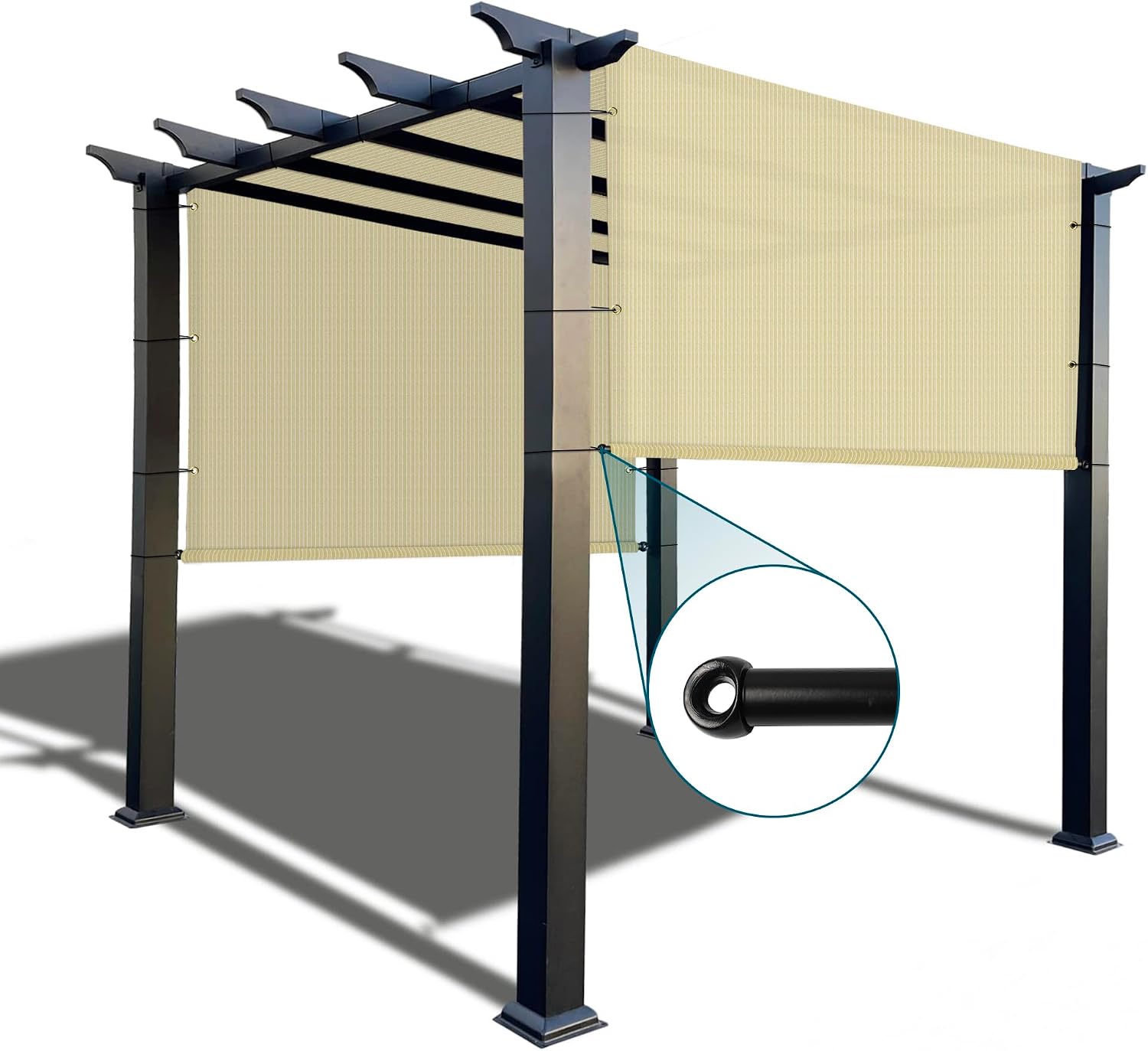 COARBOR 6'x16' Outdoor Pergola Universal Replacement Shade Cover Canopy with Grommets Weight Rods Shade Screen Panel for Patio Deck Backyard Gazebo Pergola Porch Beige