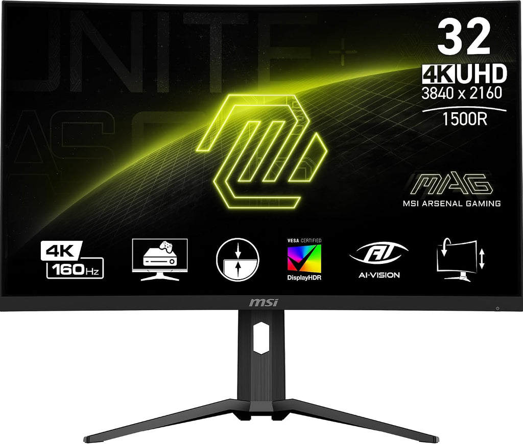 msi MAG321CUP 32-inch 3840 x 2160 (UHD), VA, 4K Gaming Monitor 160Hz, Adaptive Sync, 1ms, HDMI, Display-Port, VESA Mountable, Tilt, Black
