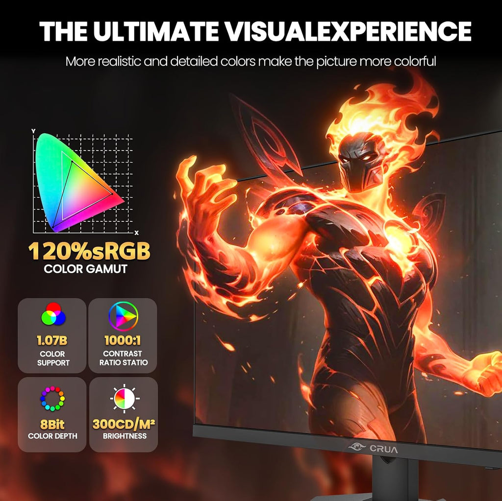 CRUA 27' 4K Gaming Monitor, UHD 3840x2160 160Hz IPS Screen, Height/Pivot/Swivel/Tilt Adjustable Vertical Monitor, Support AMD FreeSync, Built-in Speakers, 120% sRGB, PIP/PBP, HDMI 2.1 & DP 1.4-Black