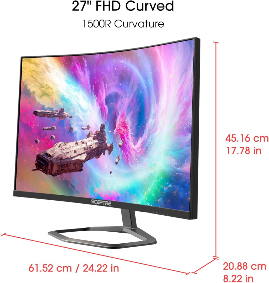 New Curved 27 inch Gaming Monitor 240Hz Plus FreeSync DP HDMI Build-in Speakers, Machine Black 2025