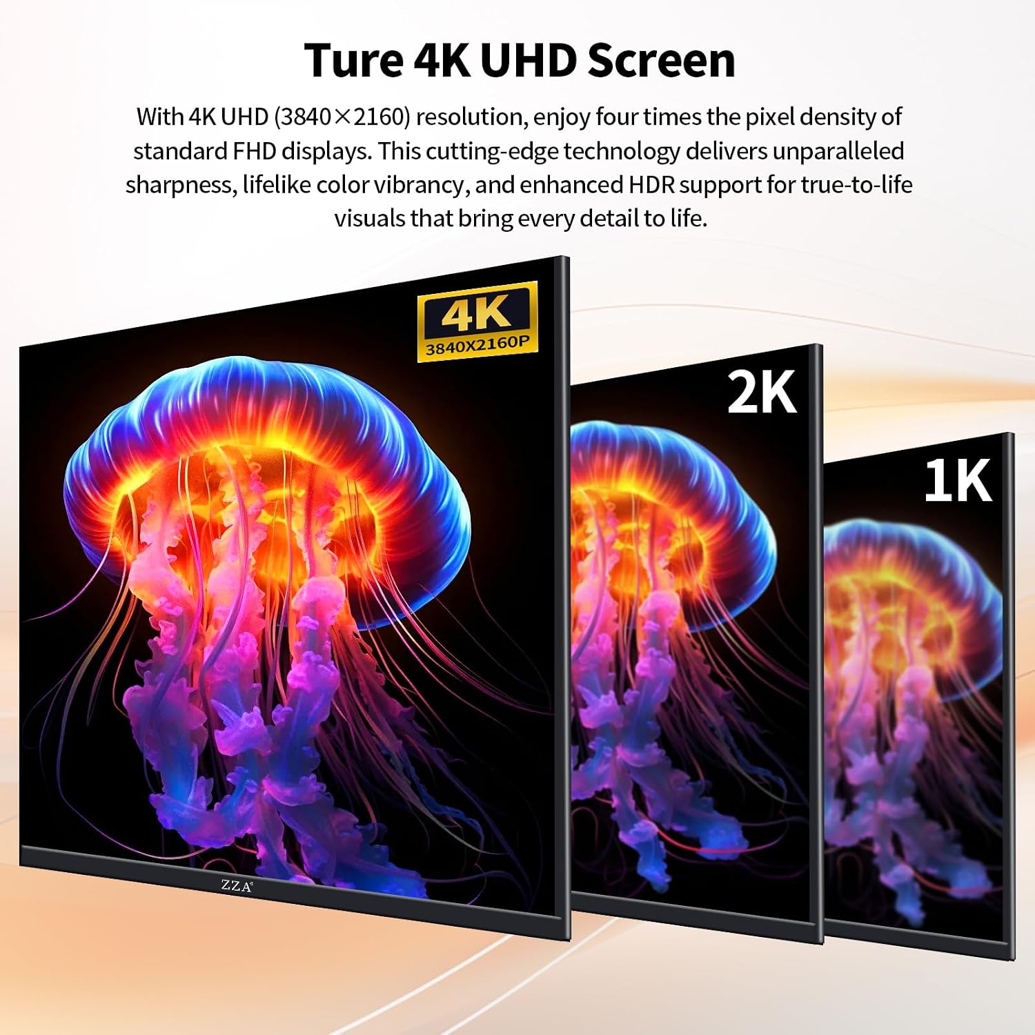 ZZA 32 Inch 4K 1500R Computer Monitor, UHD (3840 x 2160) 60Hz Ultra-Clear Screen, 100% sRGB,Eye Care Screen with HDMI, DisplayPort for Home and Office, VESA(100x100mm)
