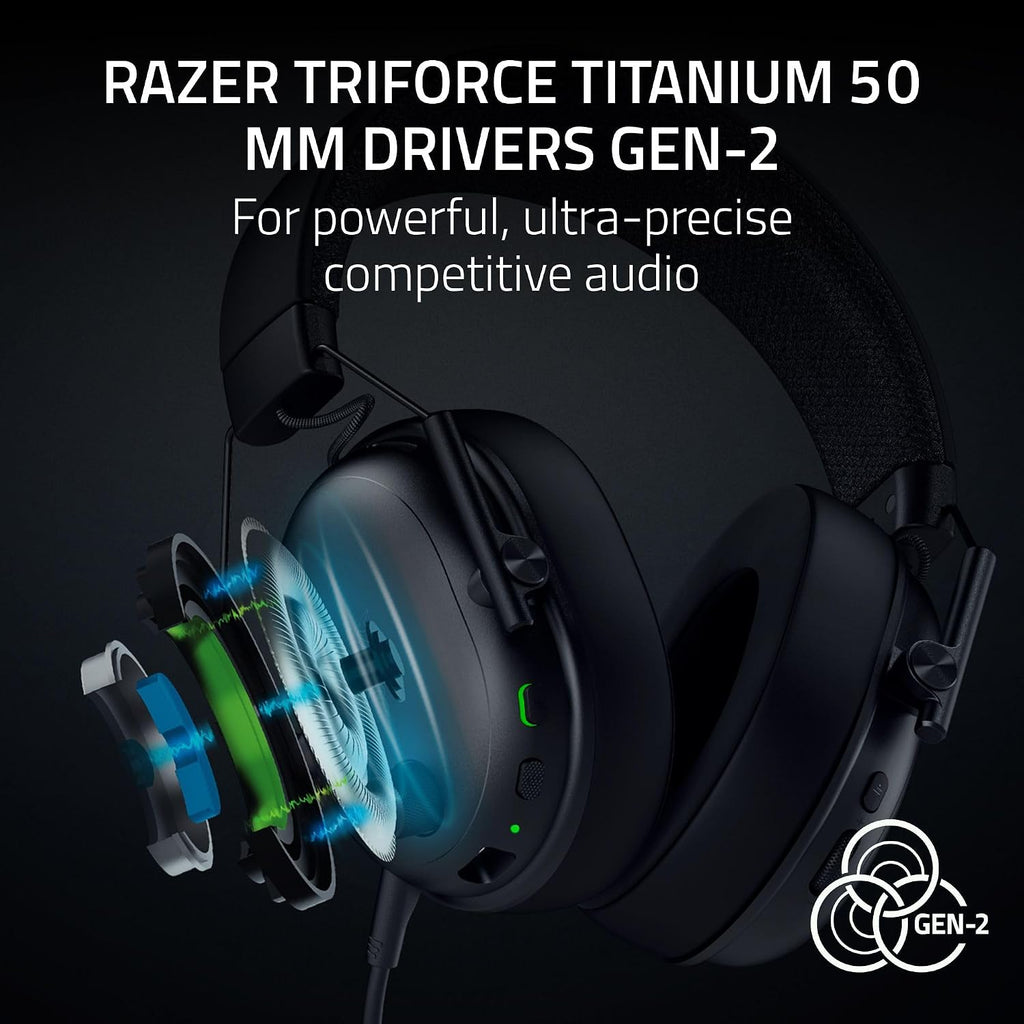Razer BlackShark V3 Wireless Gaming Headset for PC: 50mm Drivers - Super Wideband Mic - 2.4 GHz, Bluetooth, USB - Works with Mac, PS5, Nintendo Switch, Smartphone - 70 Hr Battery - Black (Renewed)