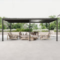 MIRADOR 80S Louvered Pergola 10' x 20', Modern Style with Adjustable Louvers and Integrated Drainage System for Deck Garden Yard, Easy Installation, Plus Size, Charcoal