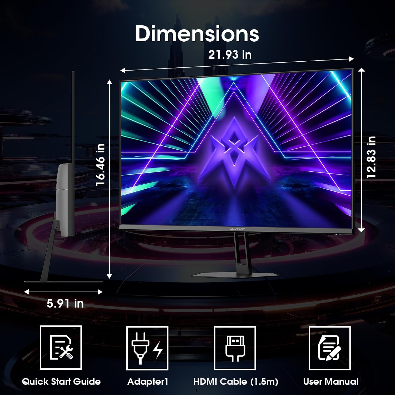 Amzfast 24.5 Inch 280Hz/240Hz FHD 1080p Gaming Monitor, 1ms Adaptive Sync, 3000:1, 126% sRGB, 93% DCI-P3, TÜV Rheinland Eye Care, HDMI 2.0 x 2 & DP 1.4 x 2, AMZG25X1 Pro
