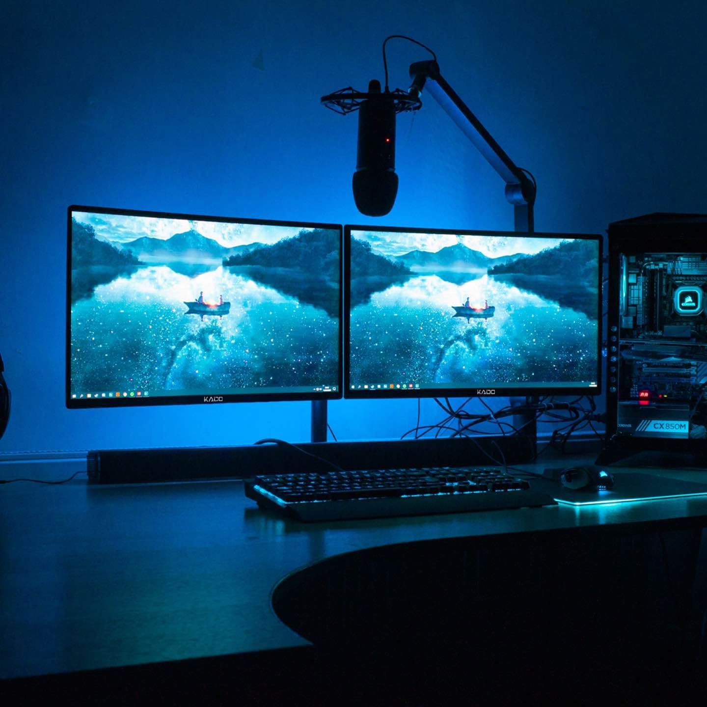 Kado Dual Monitor Setup - 2-Pack 22' 1920x1080 Computer Monitor 75Hz VESA Mount HDMI Office Gaming Hybrid Built-in Speakers (E22 Dual Series)