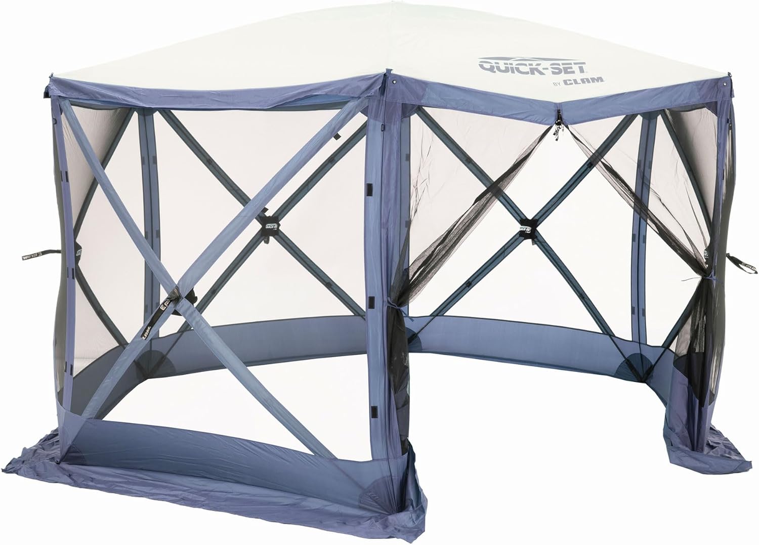 CLAM Quick-Set Pop Up Screen Tent, Escape, 11.5 ft, Instant Setup Slate Blue Outdoor Gazebo Canopy Shelter, 6-Person Bug-Free Camping Tent for Patio, Backyard, Tailgating - Slate Blue