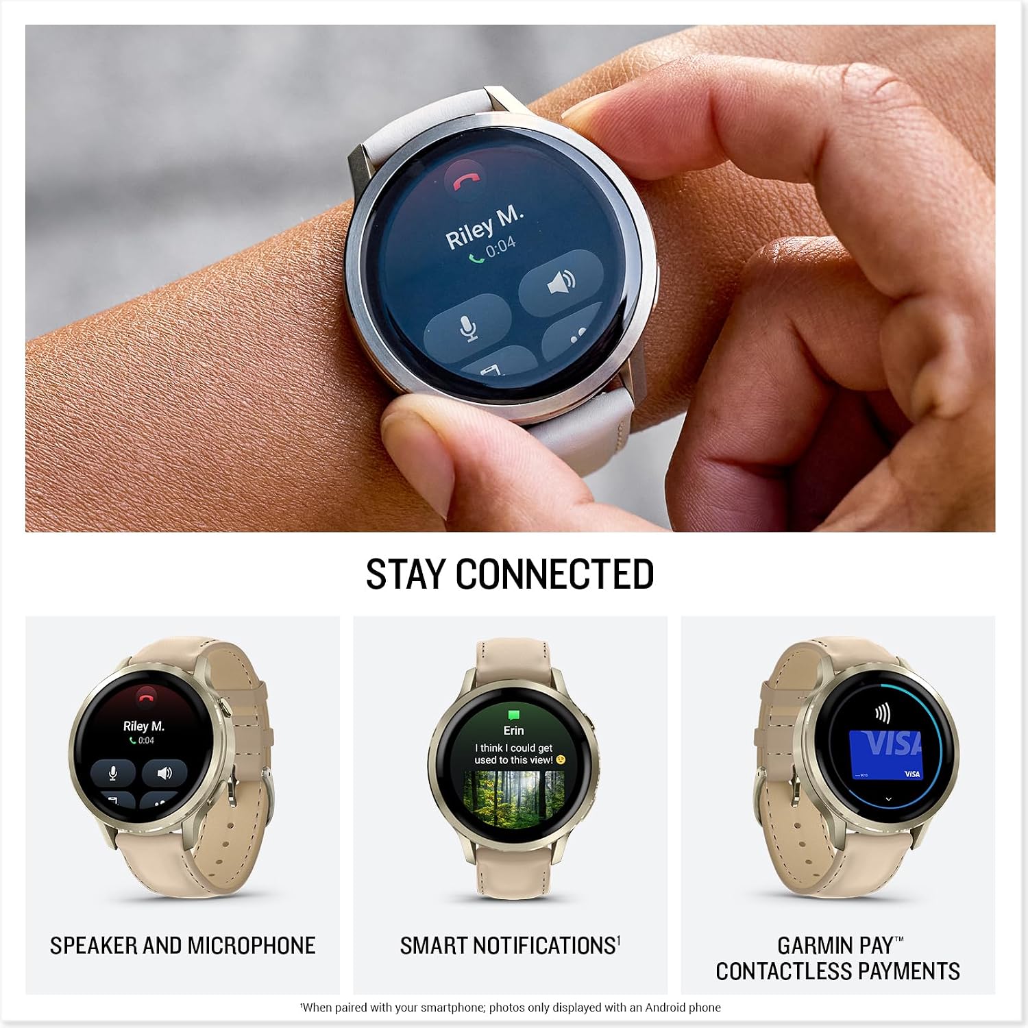 PlayBetter Garmin Venu 4 (Lunar Gold/Light Sand Leather, 41mm) Fitness GPS Smartwatch Bundle - AMOLED Display, Built-in Flashlight, Long Battery Life Portable Charger & HD Screen Protectors