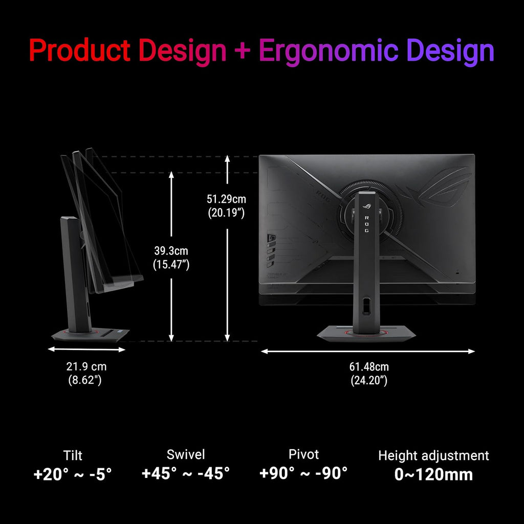 ASUS ROG Strix 27' 1440P USB-C HDR Gaming Monitor (XG27ACMS) – QHD (2560 x 1440), 320Hz, 0.3ms, Fast IPS, Extreme Low Motion Blur Sync, G-SYNC Compatible, DisplayWidget, Tripod Socket, 3 yr Warranty