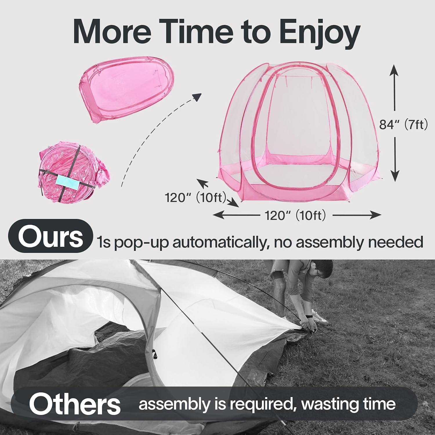 All Weather Proof Pod Pop Up Bubble Tent for 3-8 People, Large Oversize Dome House, Cold Protection Camping Tent, Winter Instant Igloo for Outdoor Activities