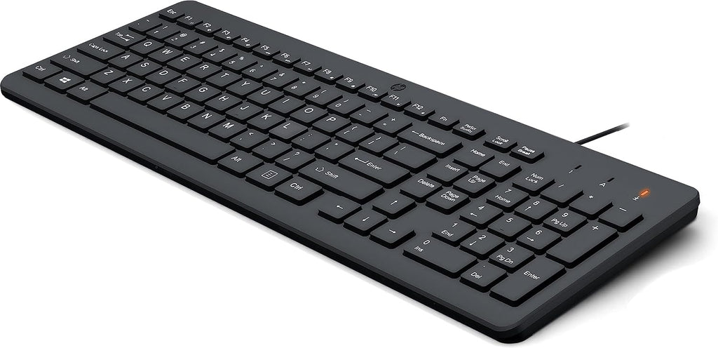 HP 150 Wired Keyboard-Full-Sized, Keyboard with Numeric Keypad-Silent-Touch Chiclet Keyboard - Ergonomic,Comfortable Design-USB Plug-and-Play Connectivity, LED Indicators (664R5AA, Black) (Pack of 10)