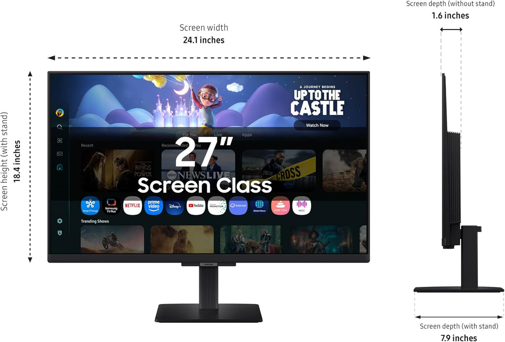Samsung 27-Inch M5 (M50F) Series FHD Smart Monitor with Streaming TV, Speakers, HDR10, Gaming Hub, Multiple Ports, Workout Tracker, Vision Accessibility Tools, Black, LS27FM502ENXZA