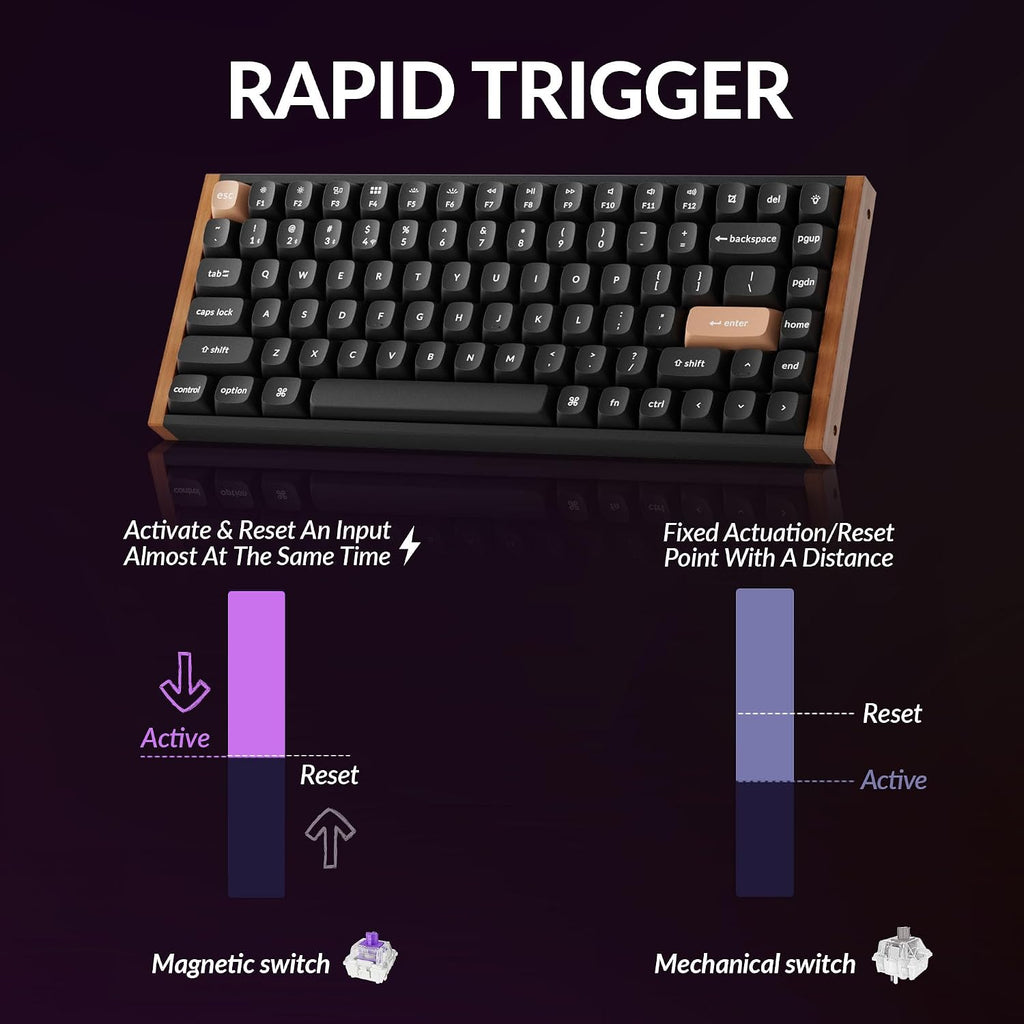 Keychron K2 HE Rapid Trigger Wireless Custom Keyboard with Hall Effect Gateron Double-Rail Magnetic Switch, QMK 2.4 GHz Bluetooth 5.2 RGB Compatible with Mac Windows Linux (Aluminum + Wood)