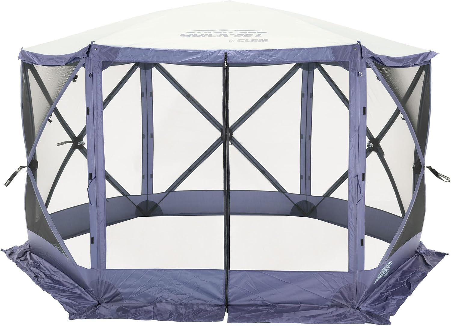 CLAM Quick-Set Pop Up Screen Tent, Escape, 11.5 ft, Instant Setup Slate Blue Outdoor Gazebo Canopy Shelter, 6-Person Bug-Free Camping Tent for Patio, Backyard, Tailgating - Slate Blue