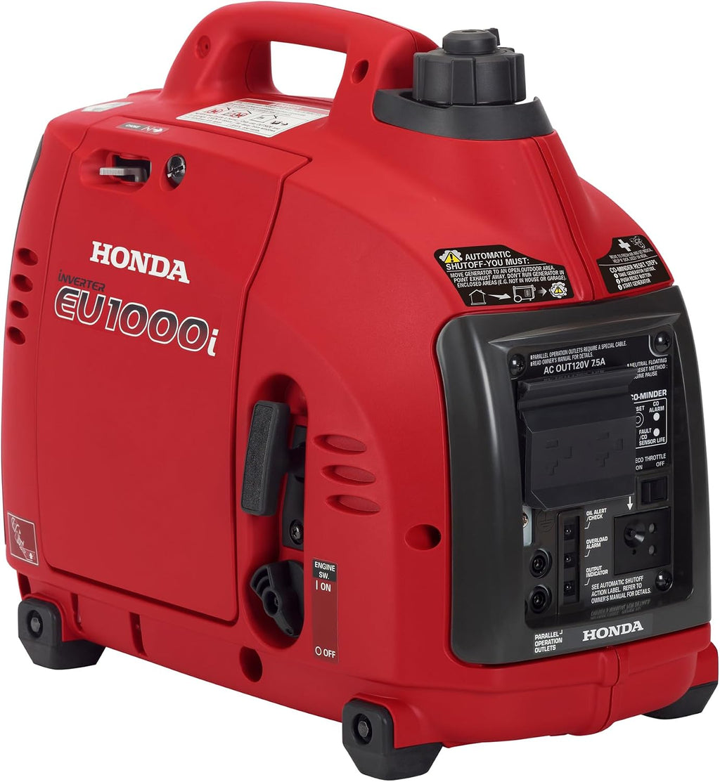 Honda EU1000i 1000 Watt Inverter Generator, Super Quiet 120V Gas Powered Portable Generator for Camping or Home Backup Power Supply, Up to 6.8 Hour Run Time (EU1000T1AN)