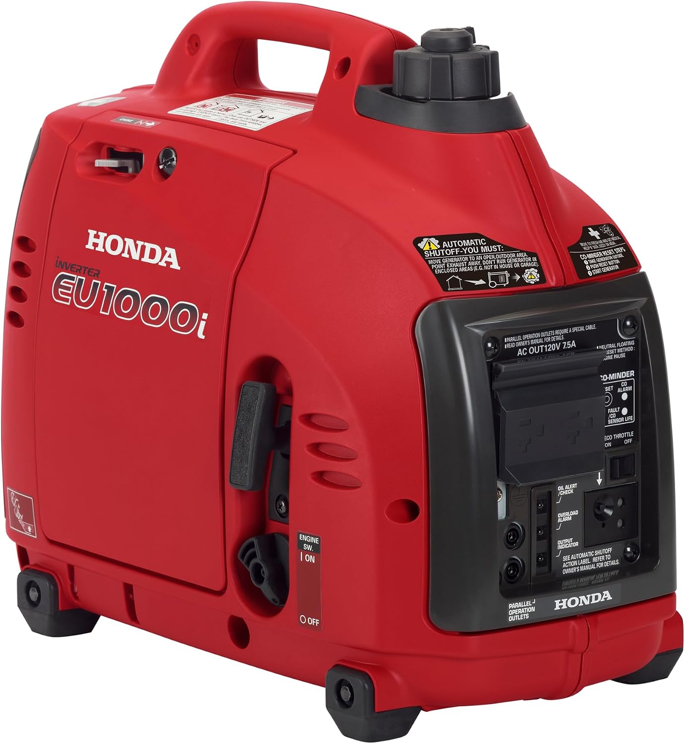 Honda EU1000i 1000 Watt Inverter Generator, Super Quiet 120V Gas Powered Portable Generator for Camping or Home Backup Power Supply, Up to 6.8 Hour Run Time (EU1000T1AN)