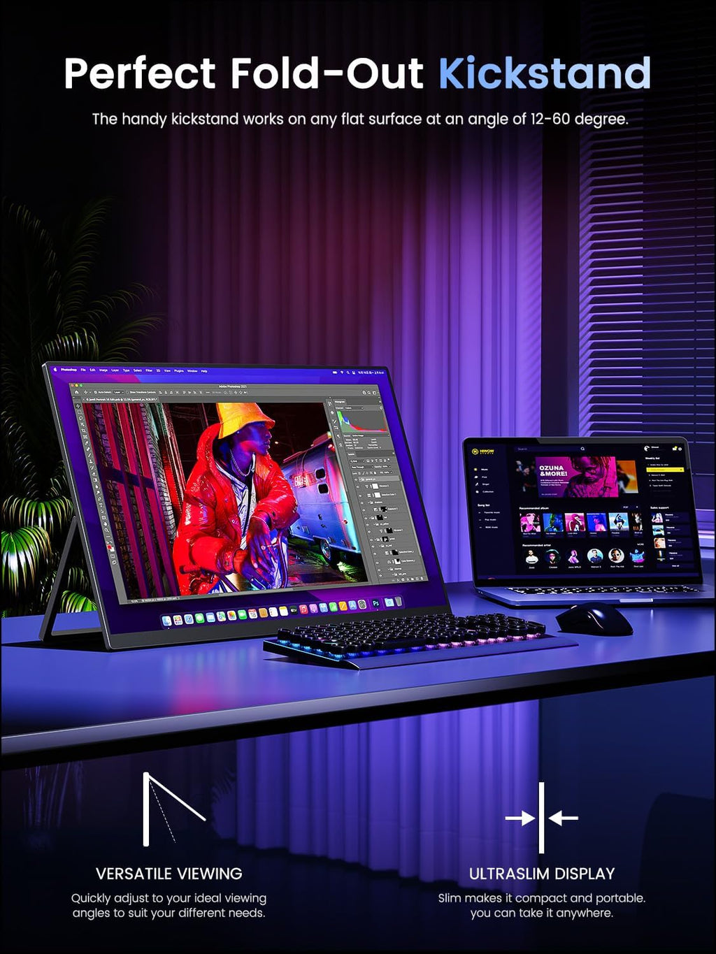UPERFECT Portable Monitor 4K 120HZ QLED 17.3' | 0.1ms Gaming Monitor, 500 Nits | 3840 * 2160 UHD |100% DCI-P3 | USB-C & HDMI | VESA & Stand | Travel Screen for Laptop, Computer, Game Consoles